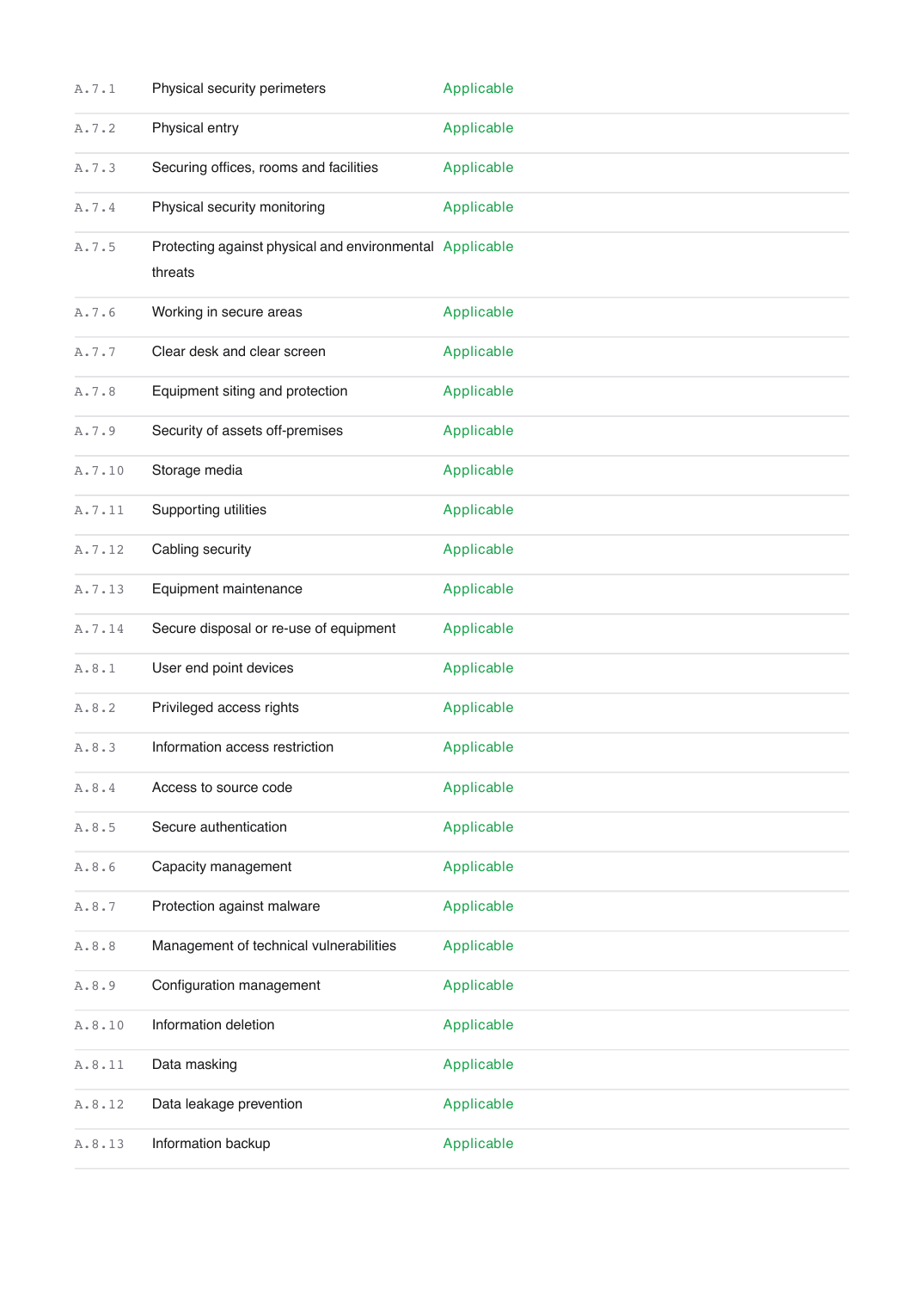 report SOA table