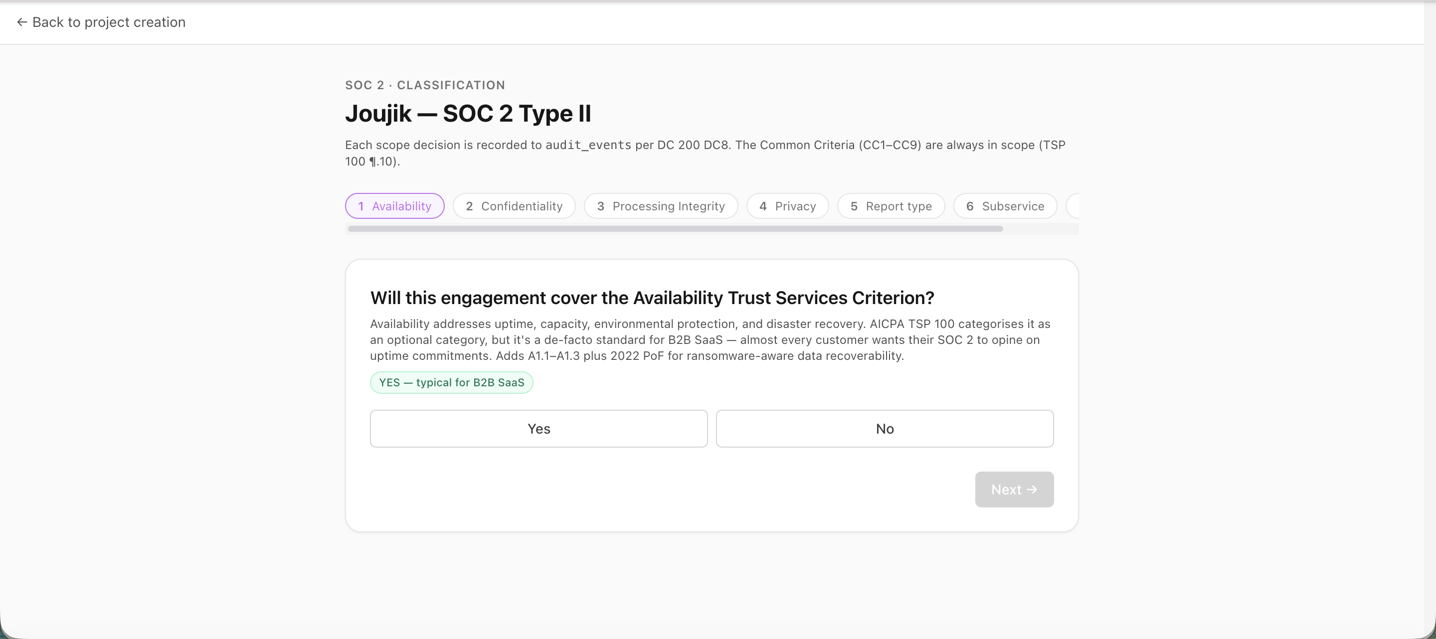 SOC 2 scope wizard
